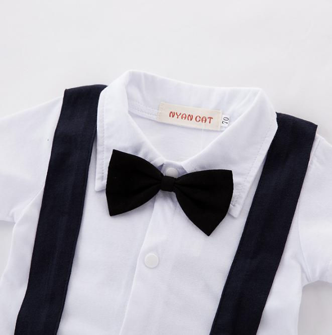 縮圖：短袖男童嬰兒連體背帶紳士服