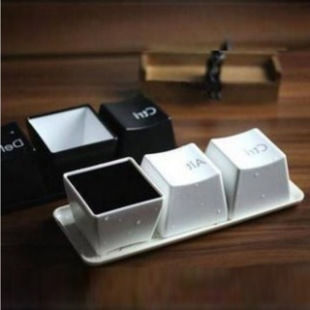 縮圖：創意鍵盤按鍵水杯 (三件套裝)