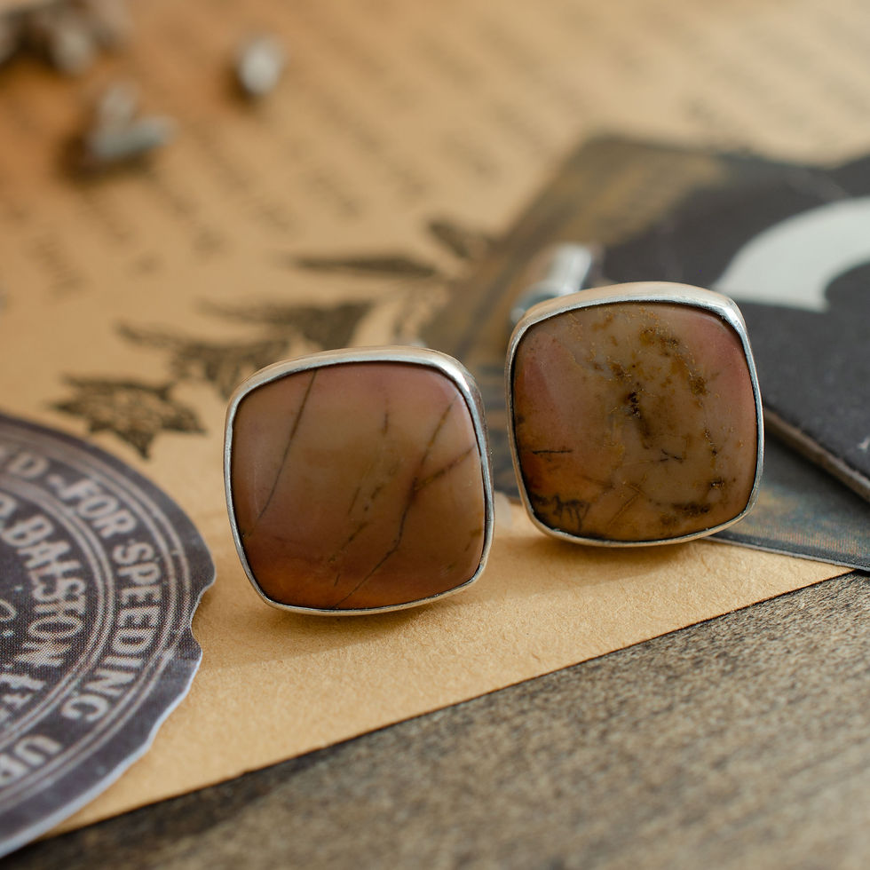 Thumbnail: Cherry Creek Jasper Square Post Earrings
