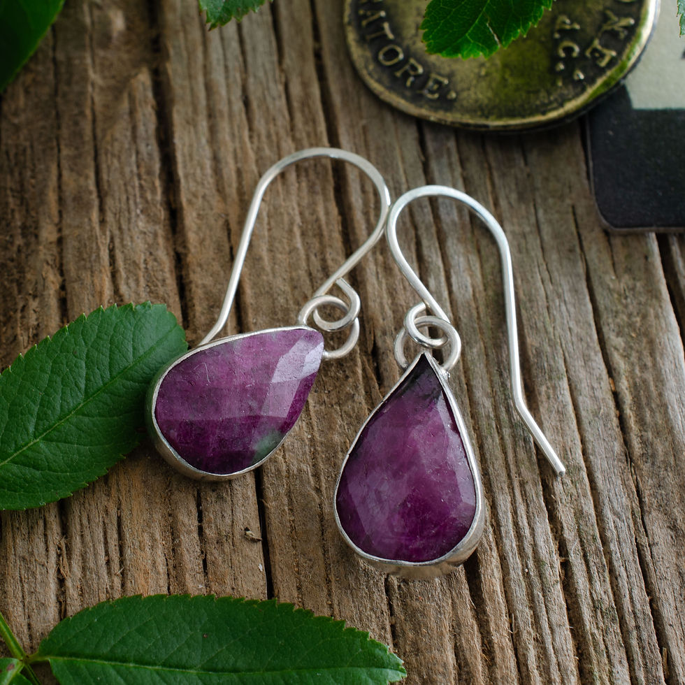 Thumbnail: Faceted Ruby Drop Earrings