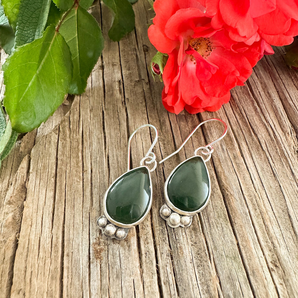 Thumbnail: Nephrite Jade Drop Earrings