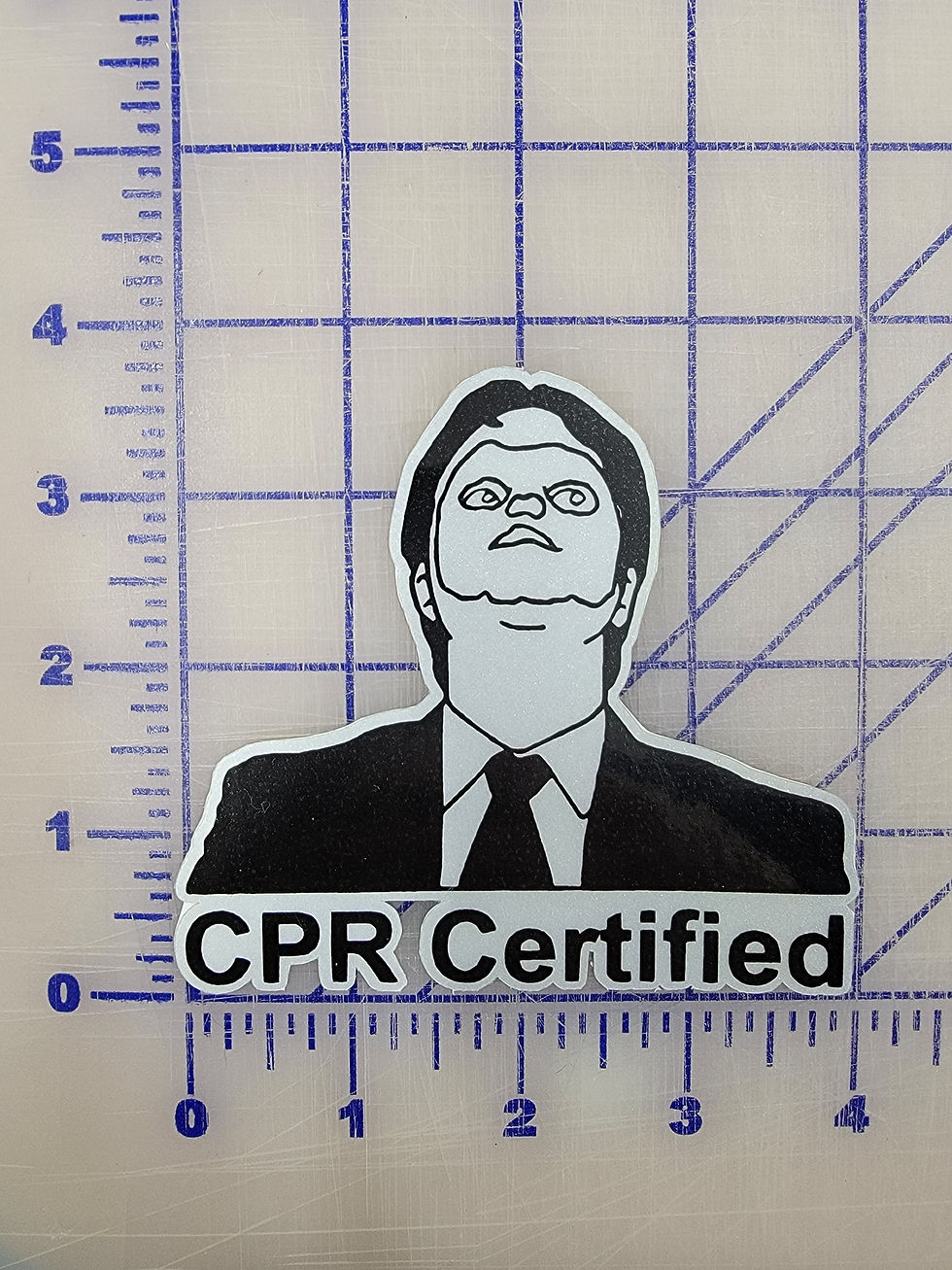 Thumbnail: Reflective CPR Certified Dwight Schrute The Office 4" Vinyl Sticker