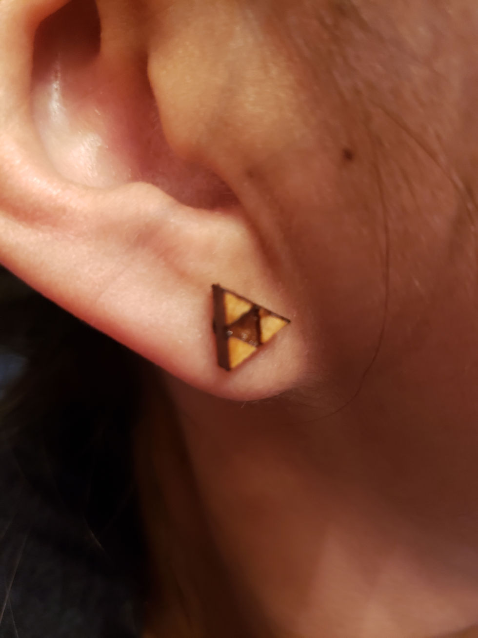 Thumbnail: Legend of Zelda Triforce Tri Force Earrings custom design WOOD