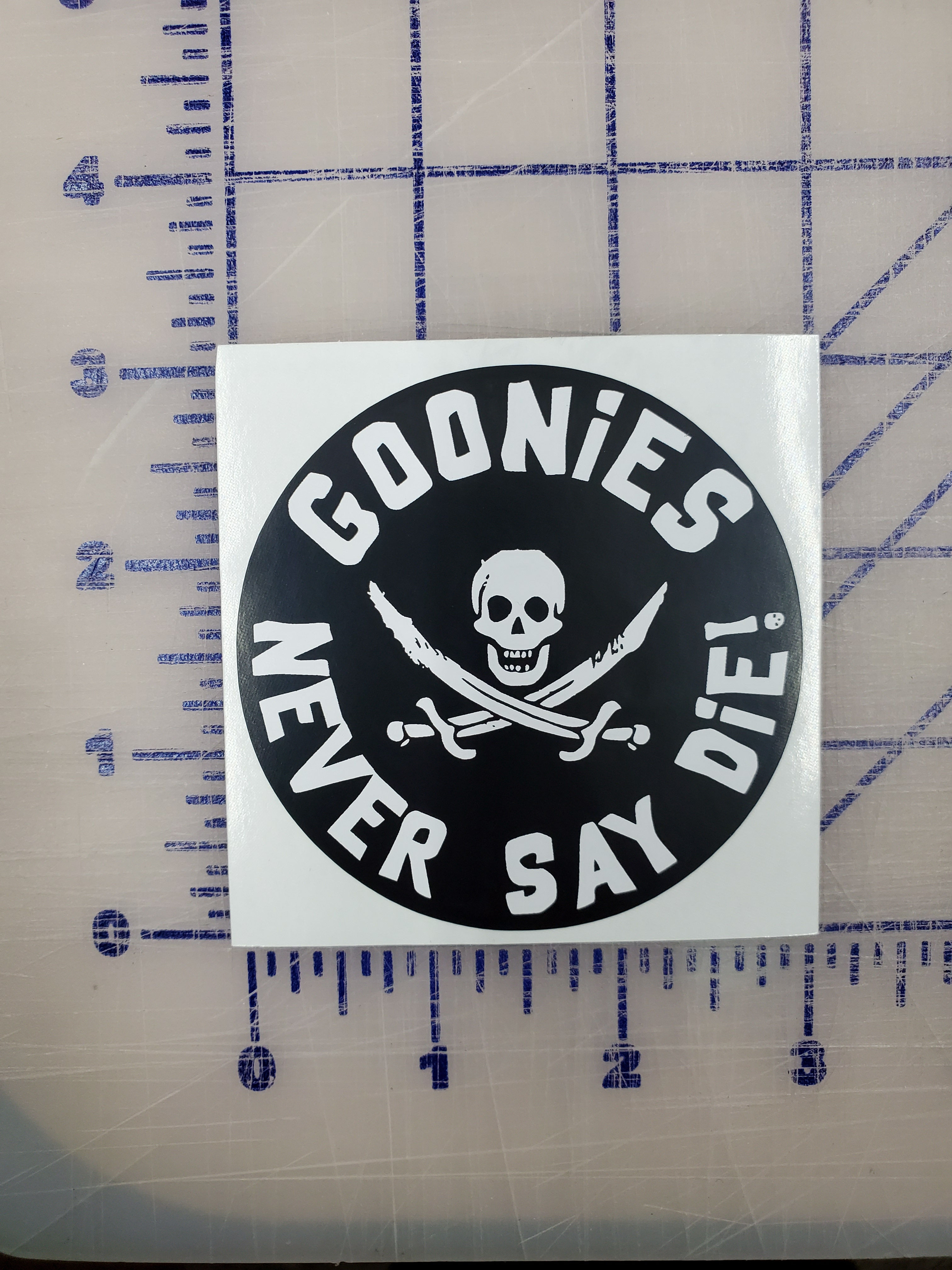 Goonies Never Say Die 3" Vinyl Sticker  BUY 4 and get 1 free