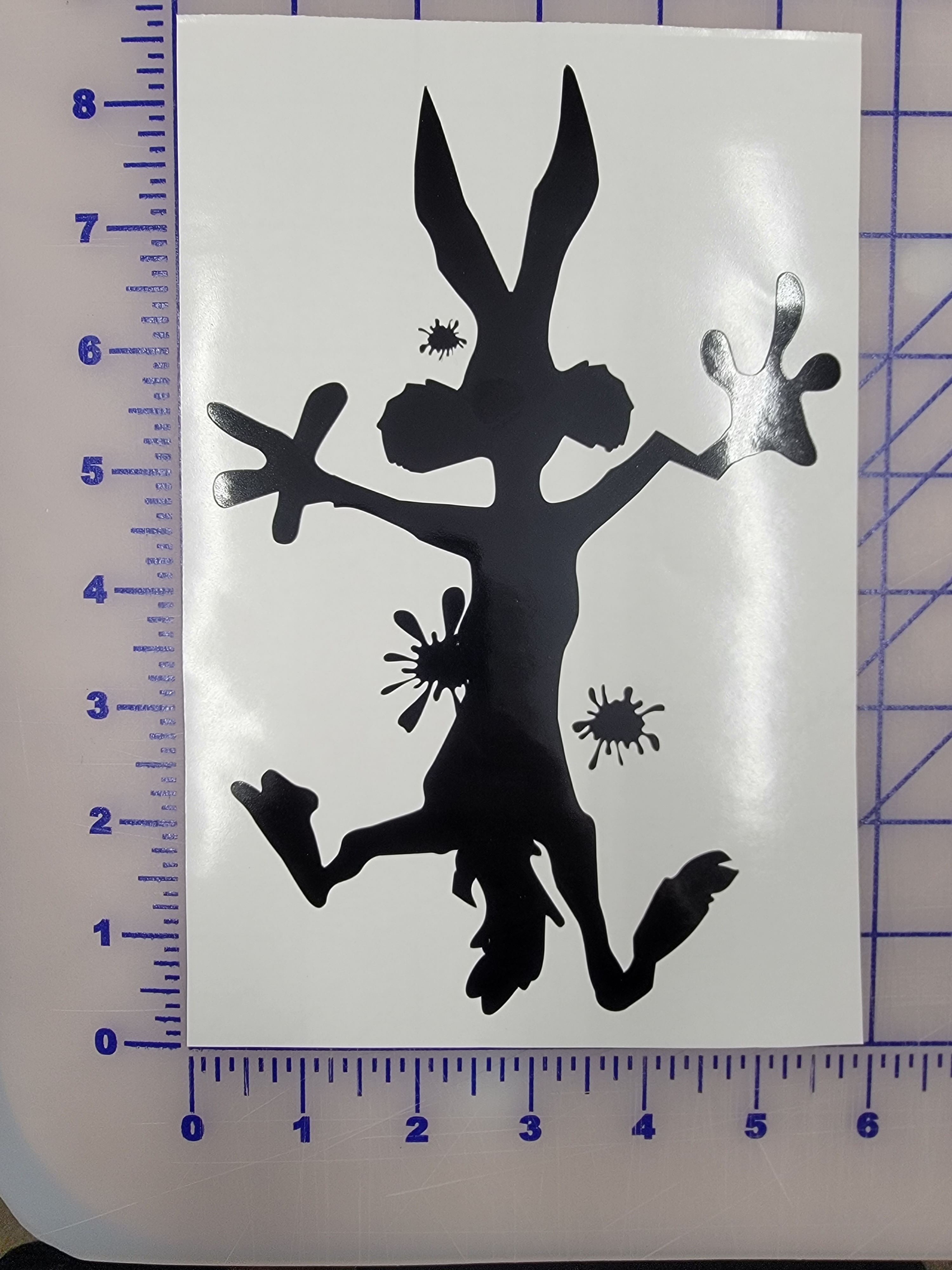 Wiley Coyote smashing into car splat vinyl decal
