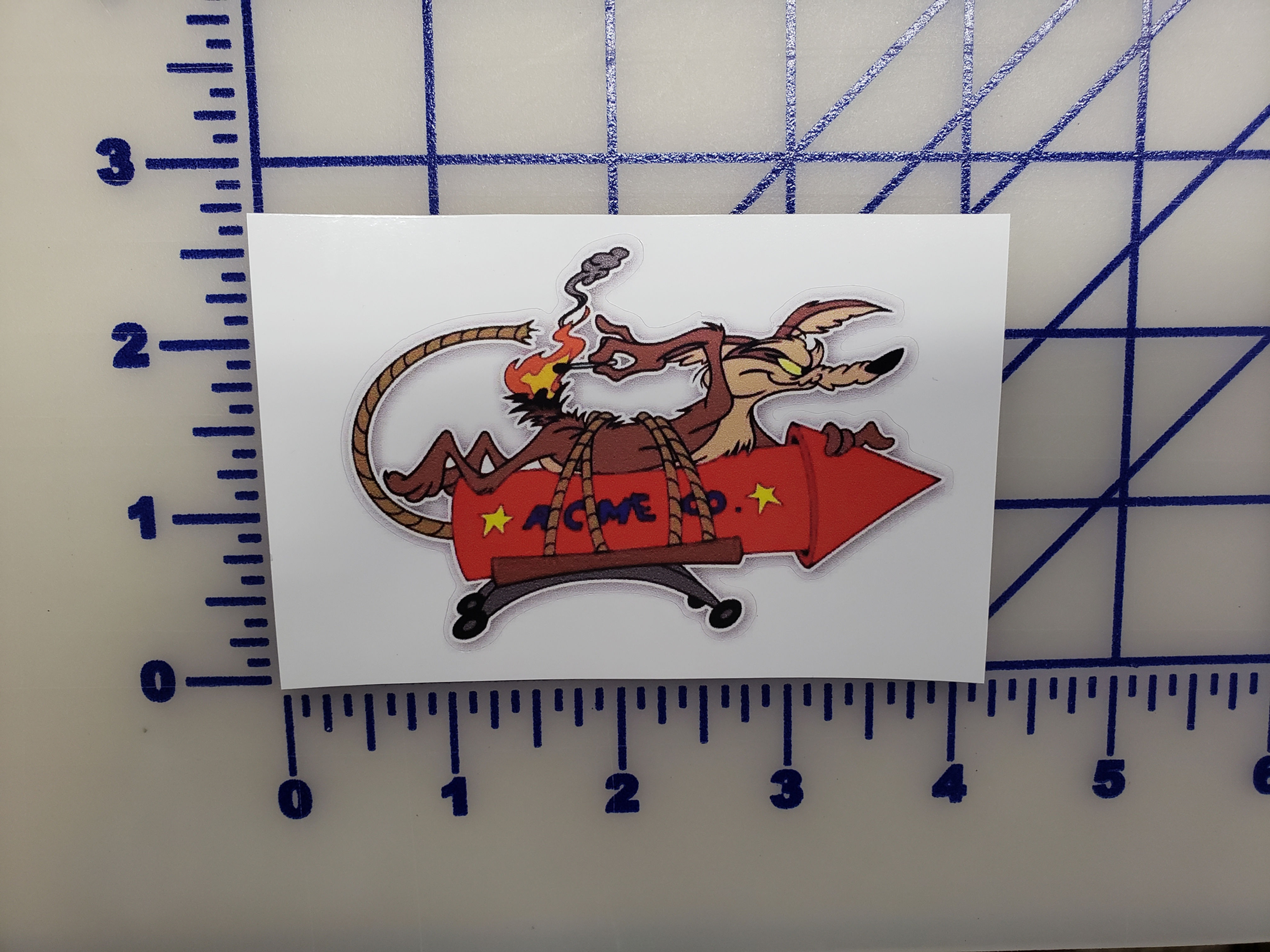 Wiley Coyote Acne Rocket 4" vinyl sticker peel and stick