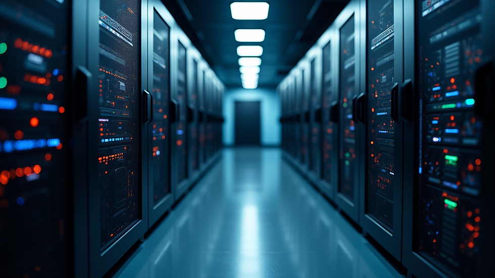 Eye-level view of a server room showcasing powerful gaming servers