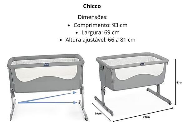 Berço de acoplar à cama Cobed da Chicco disponível para aluguel em Porto Alegre