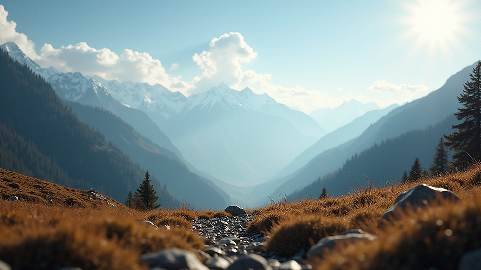 Eye-level view of a tranquil Himalayan landscape