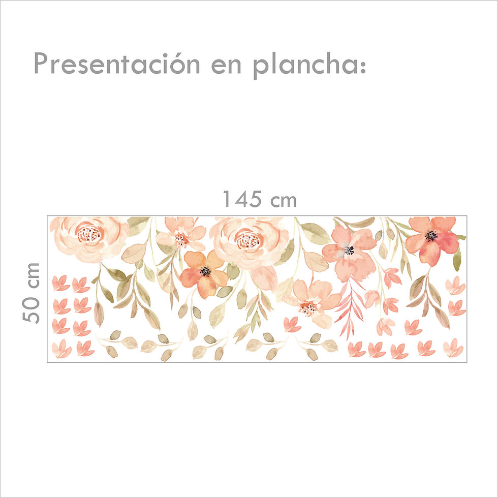 Miniatura: Vinil ramas florales rosadas | Decoración pared infantil moderna