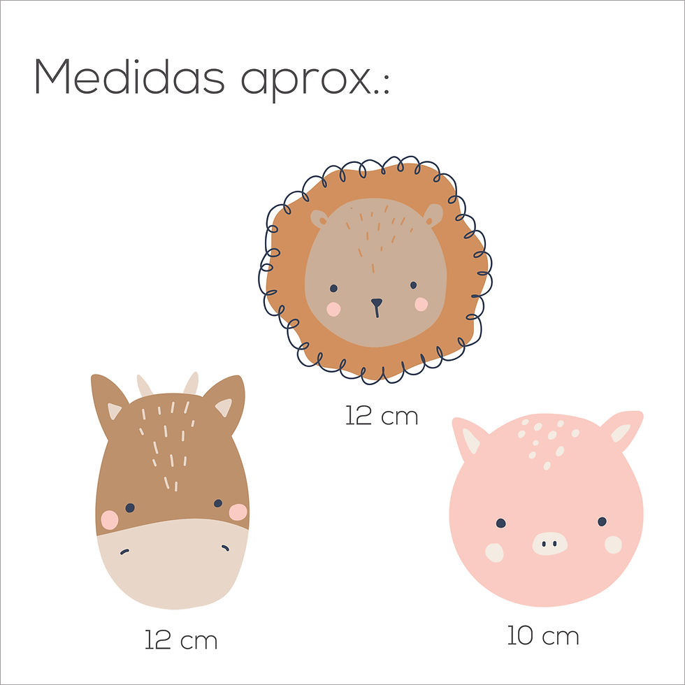 Miniatura: Vinil caritas animales neutros | Decoración pared infantil moderna tierna