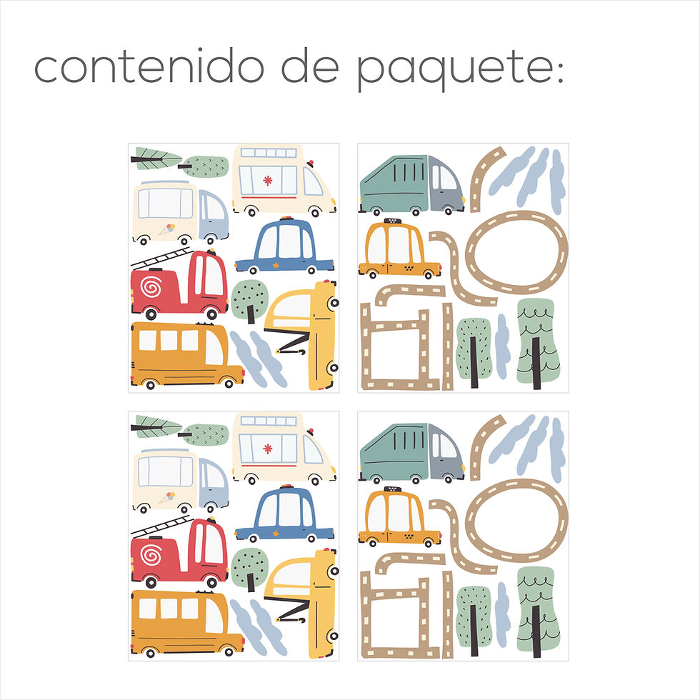 Miniatura: Vinil vehículos infantiles minimal | Decoración pared niño neutro moderno