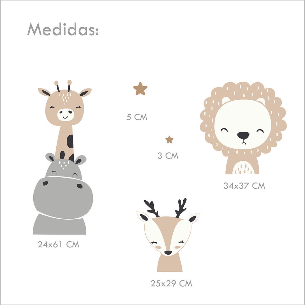 Miniatura: Vinil Safari neutro para cuarto de bebé | Estilo escandinavo