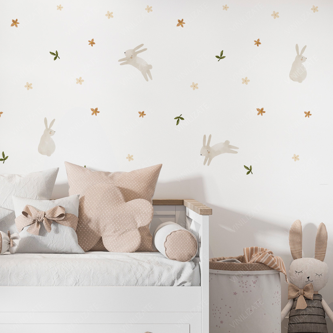 Conejos y flores // Wall decals