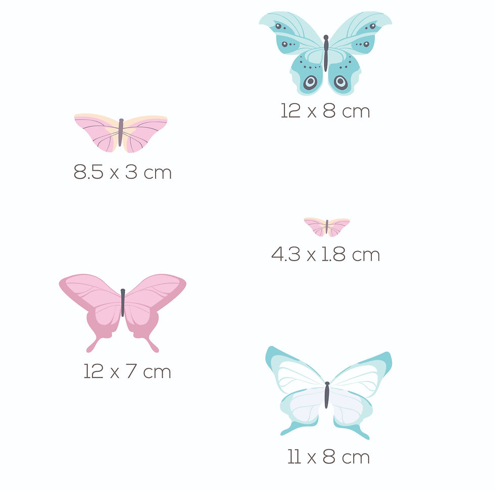 Miniatura: Vinil mariposas pastel bebé | Decoración pared infantil neutra moderna