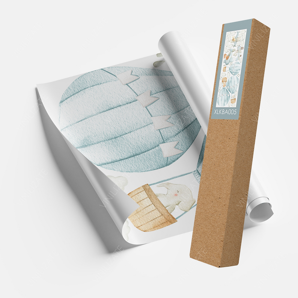 Miniatura: Vinil globos aerostáticos y animales | Decoración pared bebé estilo nórdico