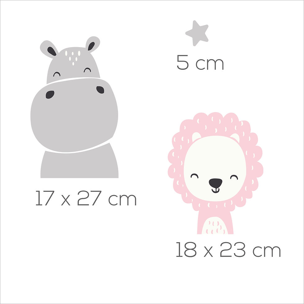 Miniatura: Vinil animales tiernos con estrellas | Decoración pared bebé rosa neutro
