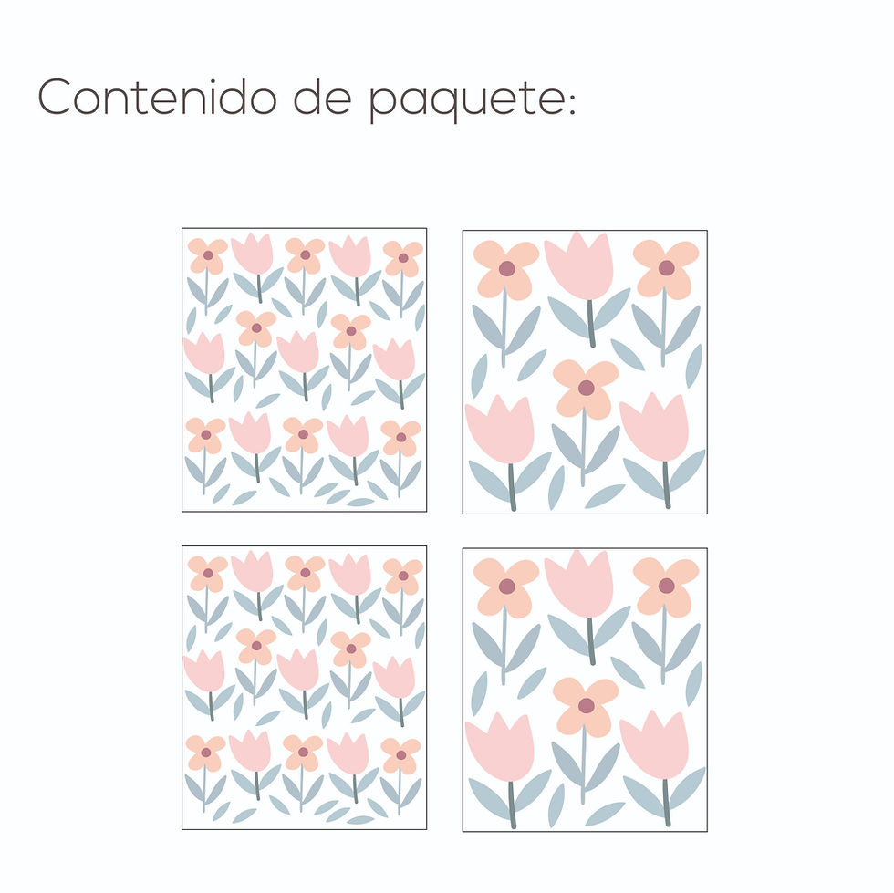 Miniatura: Vinil flores pequeñas bebé | Decoración pared infantil neutra delicada
