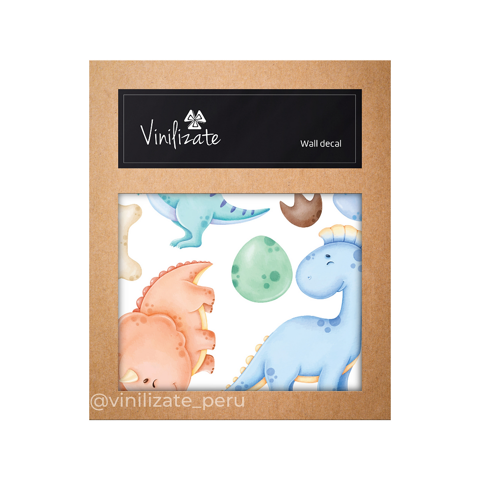 Miniatura: Vinil dinosaurios colores pastel | Decoración pared bebé neutra moderna