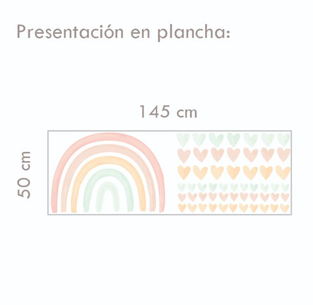 Miniatura: Vinil arcoíris grande bebé | Decoración pared infantil neutra boho moderna