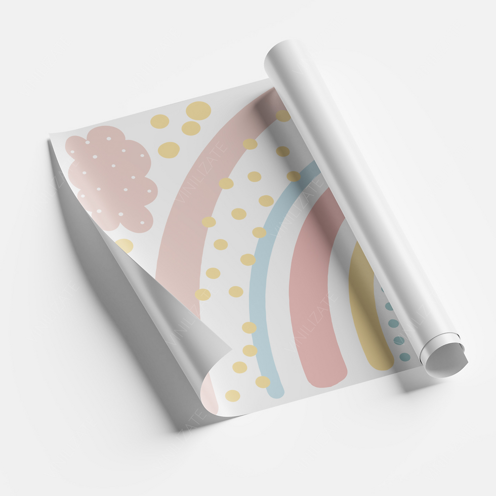 Miniatura: Vinil arcoíris pastel con nubes | Decoración pared infantil modern