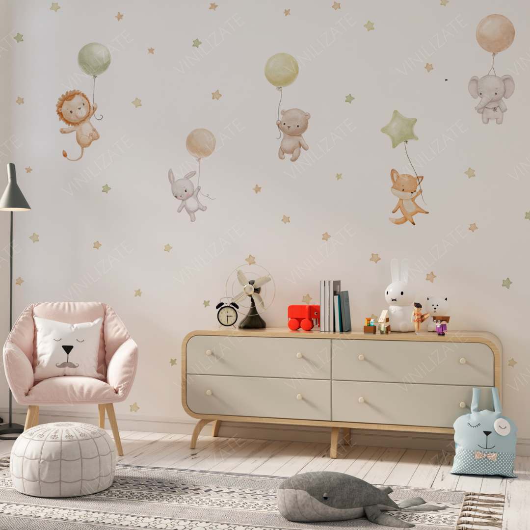 Animalitos con globos #4 // Stickers para pared