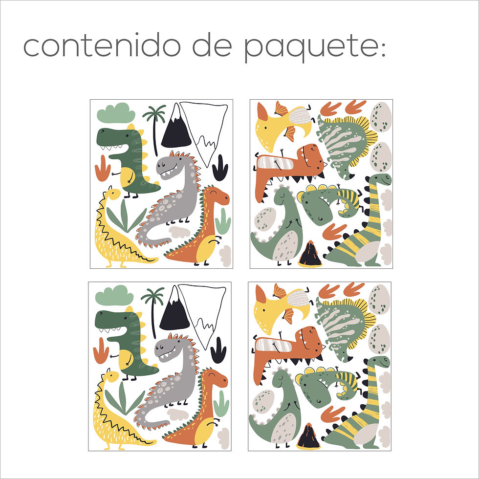 Miniatura: Vinil dinosaurios pequeños minimal | Decoración pared niño neutra moderna