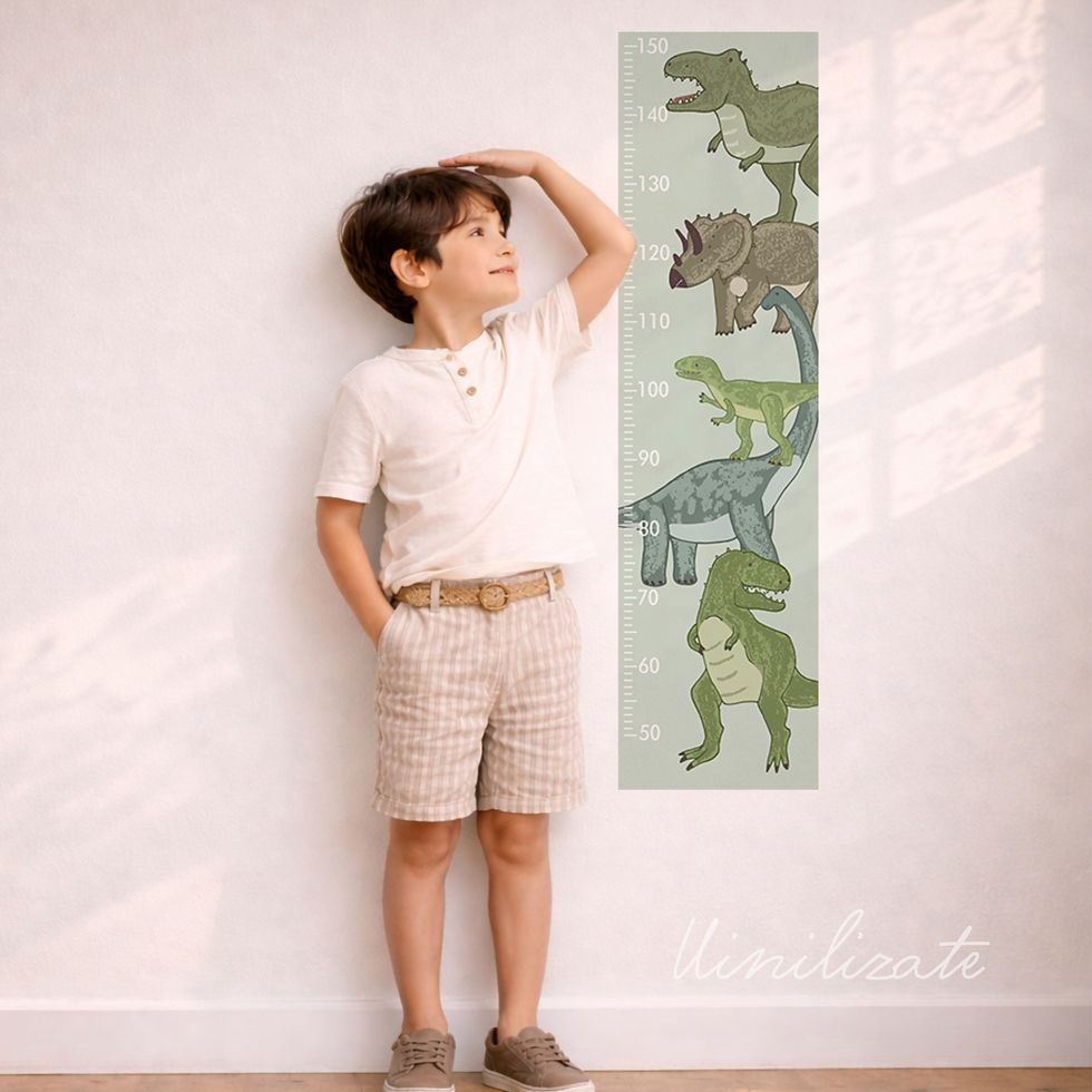 Miniatura: Vinil medidor dinosaurios verde | Decoración pared infantil moderna