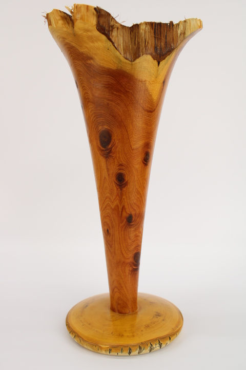Miniature : vase à bord naturel en bois de cade et bois de buis