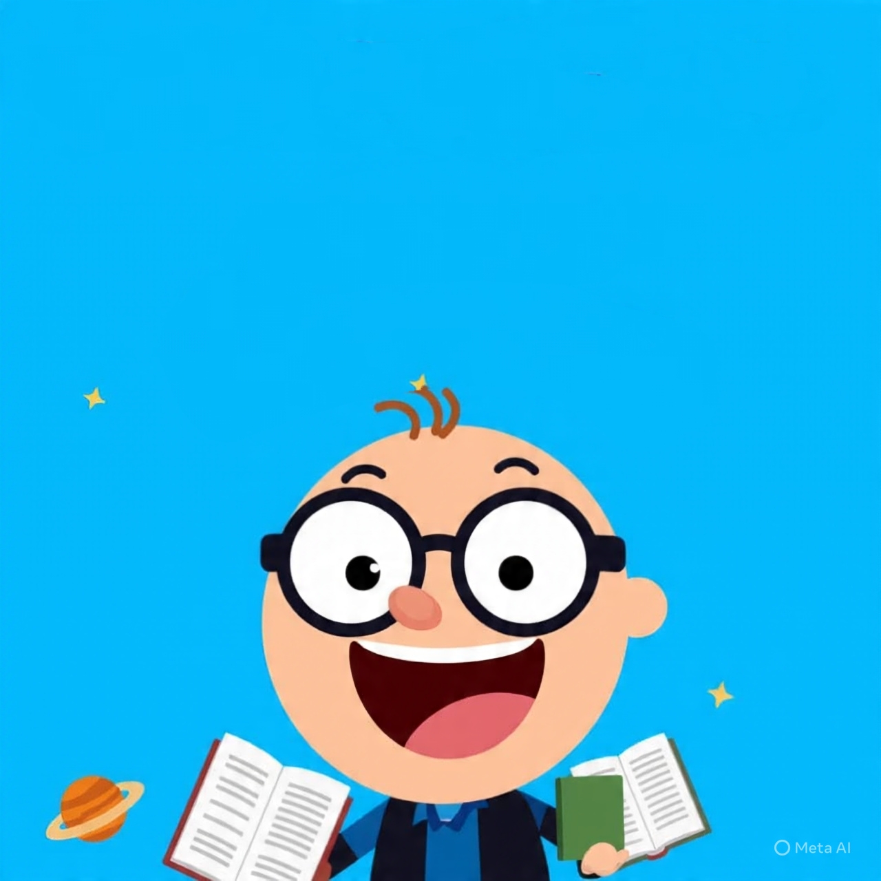 Happy boy reading books