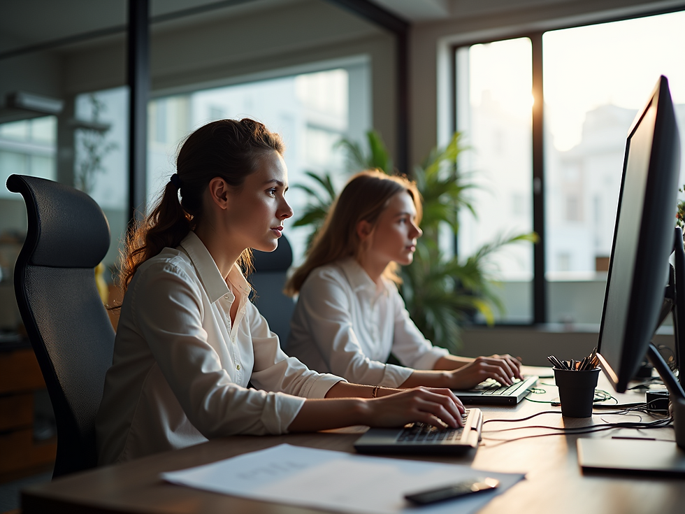 Two designers working on computers
