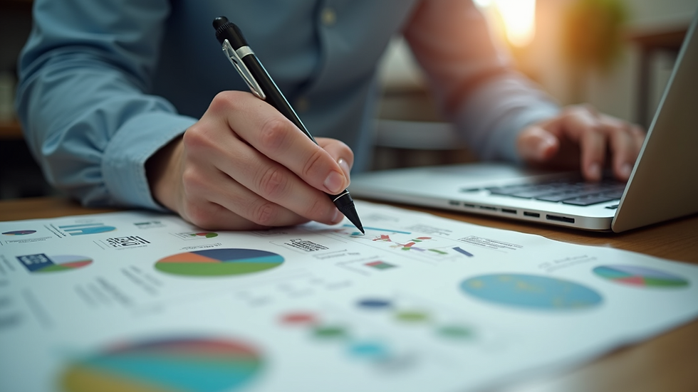 Eye-level view of a small business owner working on branding designs