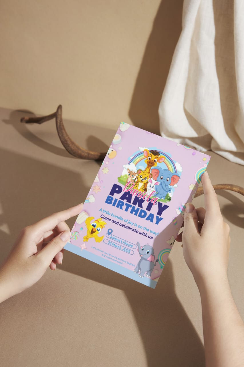 Adorable animal party birthday invitation