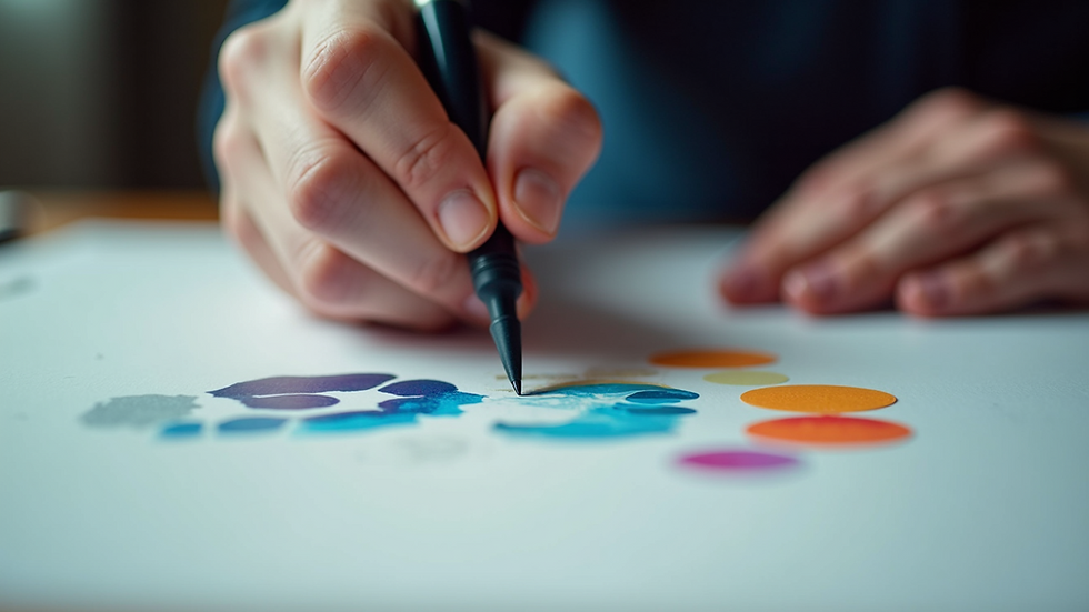 Eye-level view of a designer working on a colorful brand logo