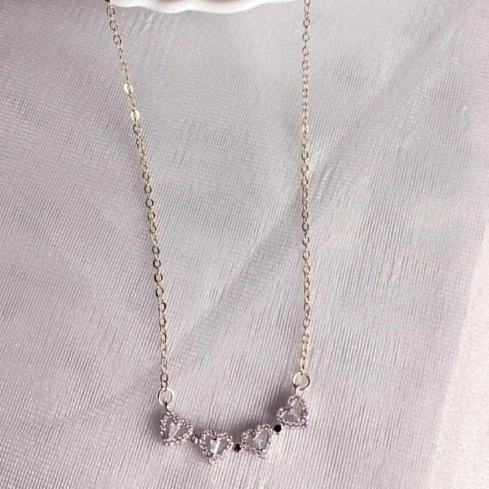 Thumbnail: Flower cum 4 Hearts Necklace 