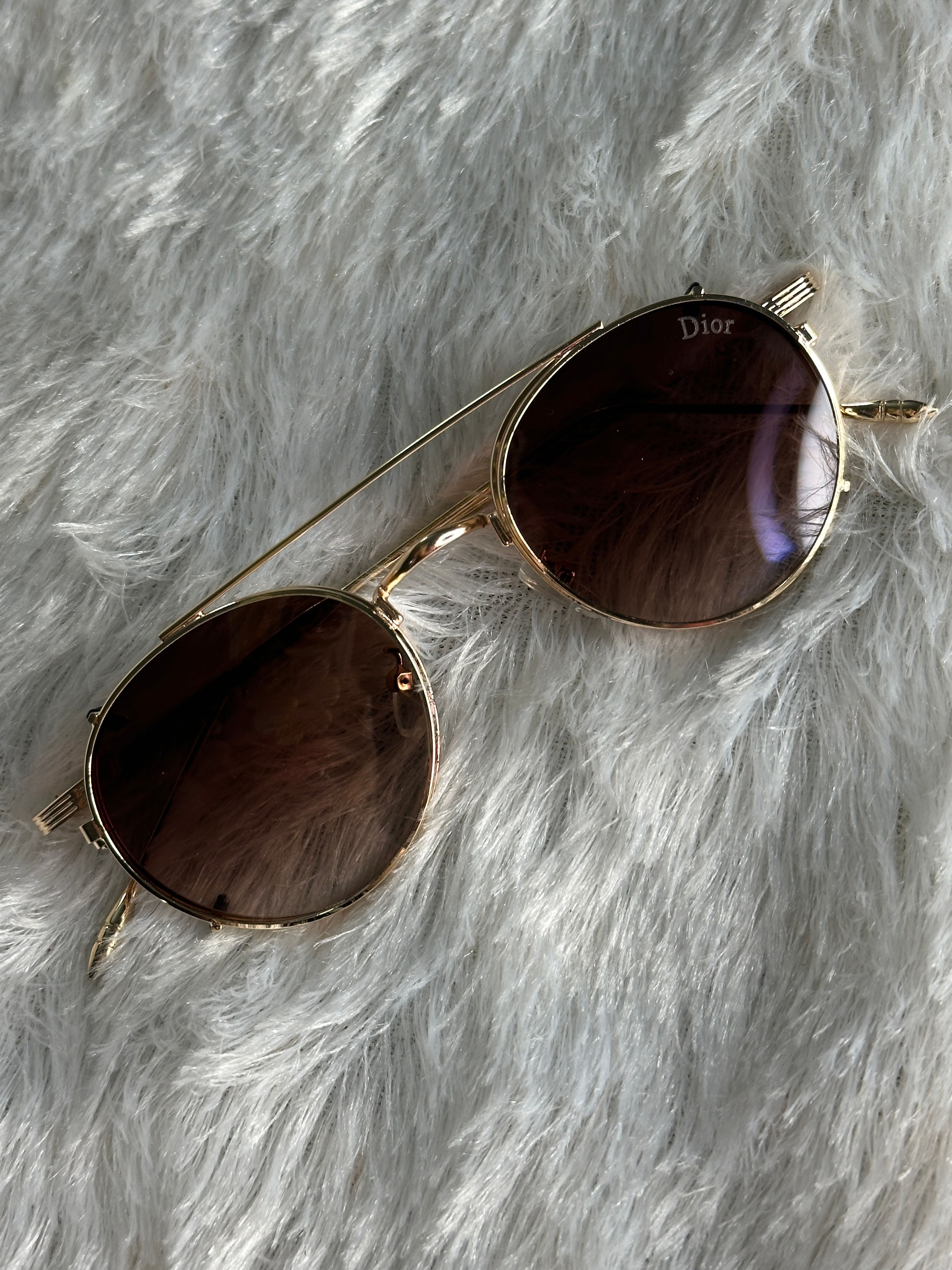 Round Frame Brown Sunglasses 