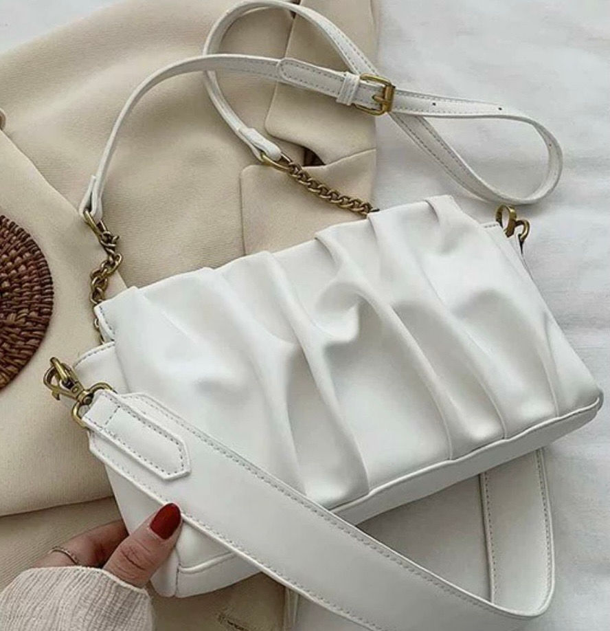Thumbnail: Pleated Bag with long chain and strap.
