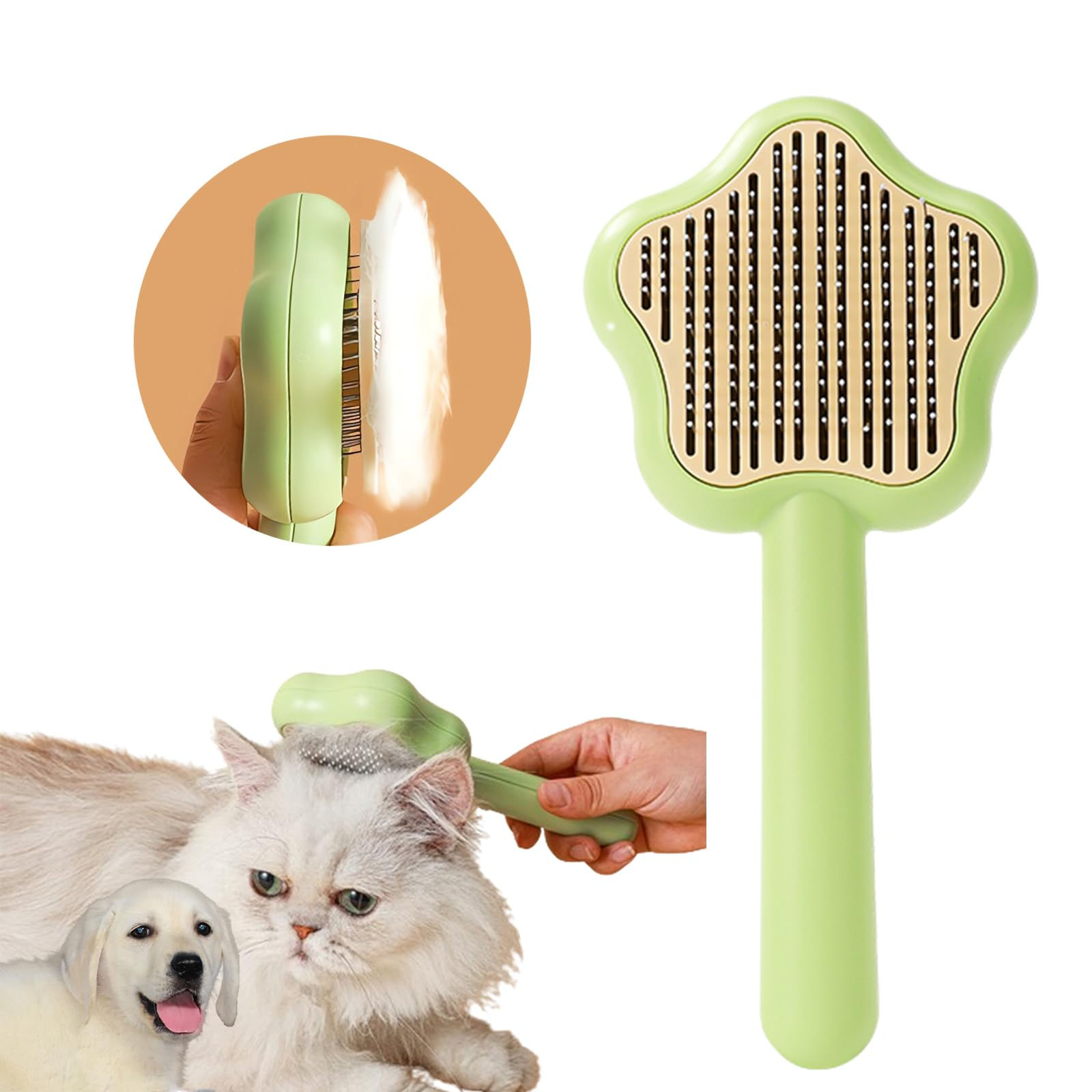 JPTECY Cat Brush Dog Brush Cat Hair Brush with Release Button Cat Brush for Shed