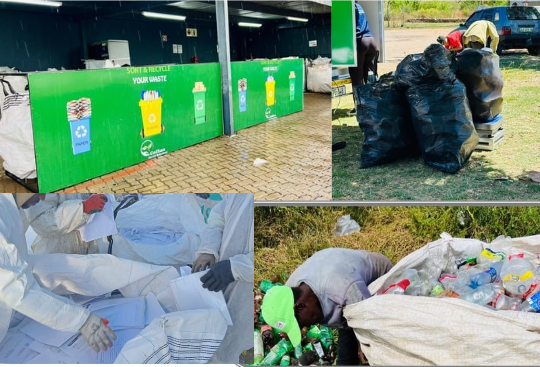 Onsite recycling sorting in action, Promoting responsible waste management and a cleaner environment.