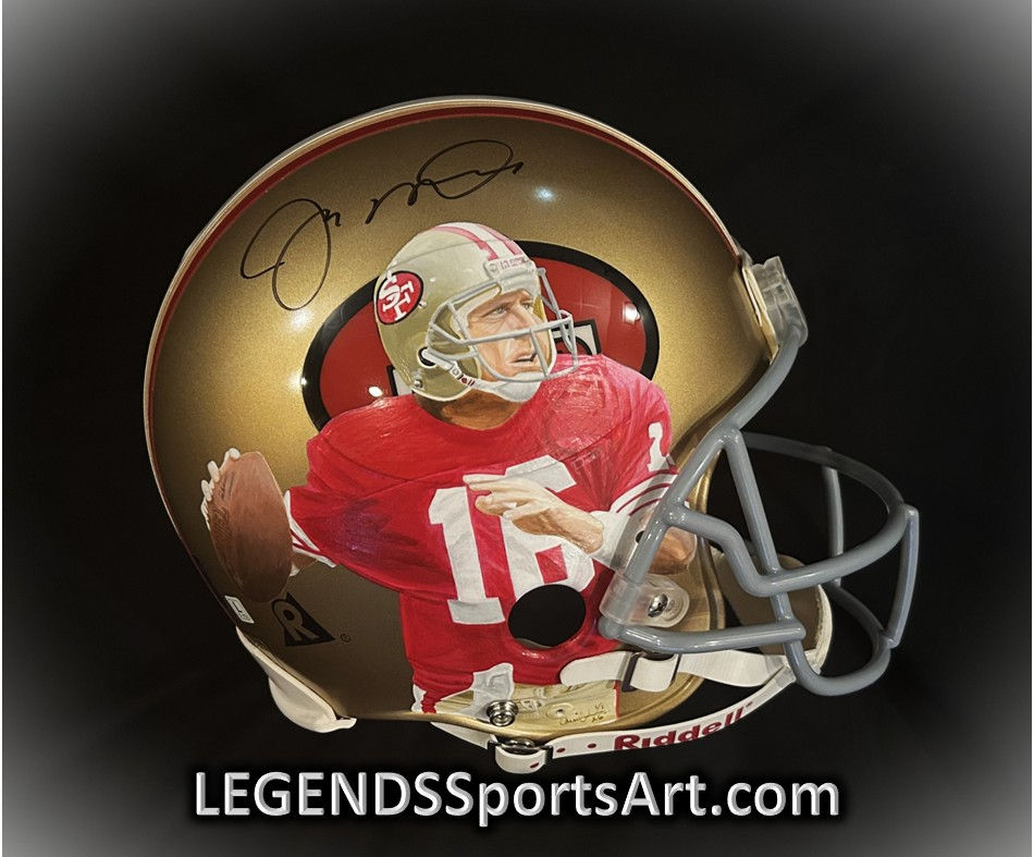 Joe Montana "Hand Painted" Autographed Authentic Full Size Helmet. 1/1