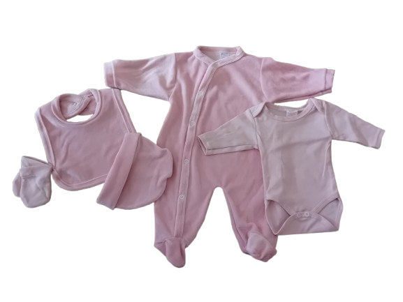 Miniature : Ensemble naissance velours rose