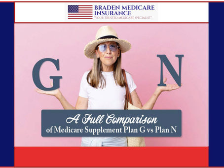 Braden Medicare Insurance Poster Showing A Full Comparison Between Medigap Plan G and Medigap Plan N