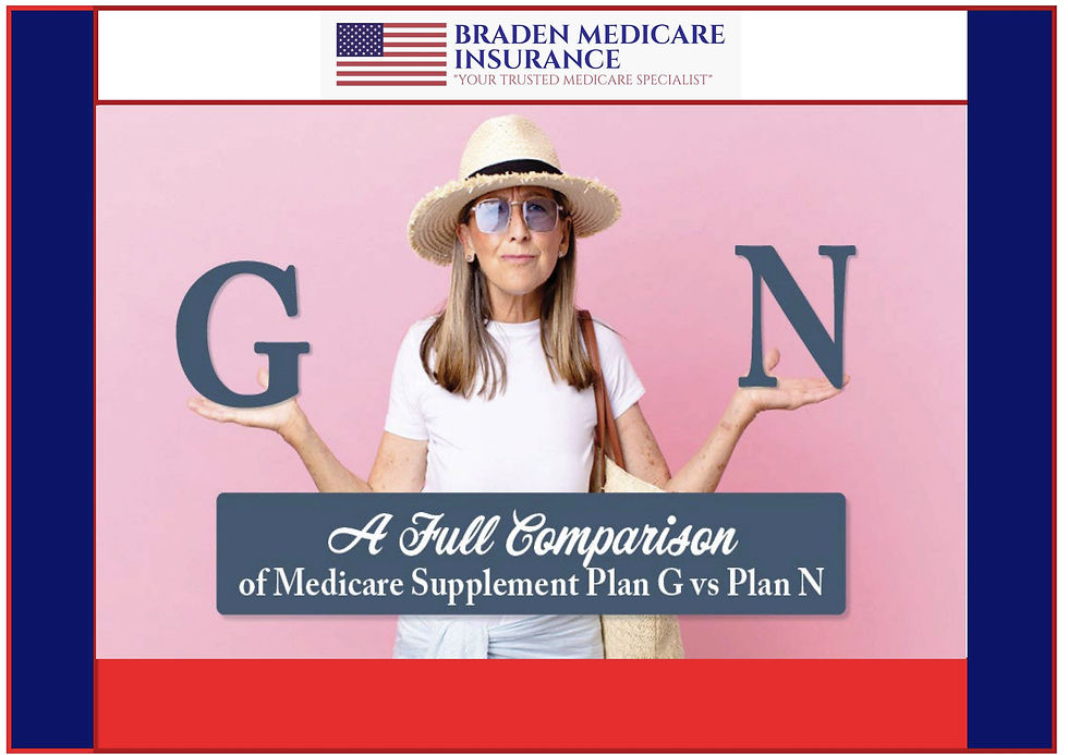 Braden Medicare Insurance Poster Showing A Full Comparison Between Medigap Plan G and Medigap Plan N
