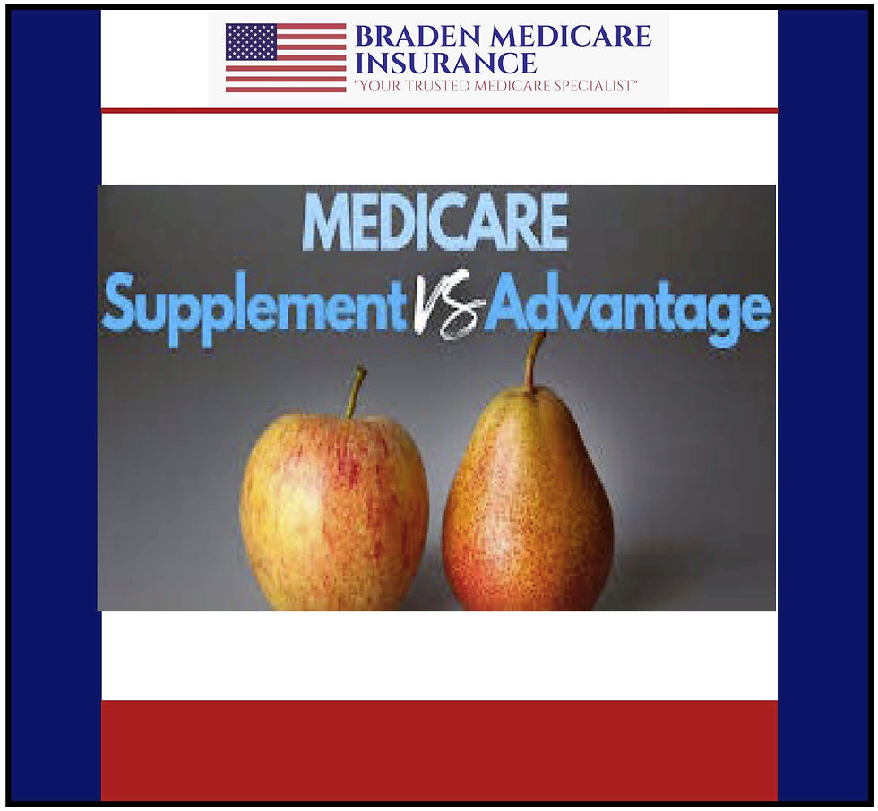 BRADEN MEDICARE INSURANCE' POSTER, MEDICARE SUPPLEMENT VS MEDICARE ADVANTAGE