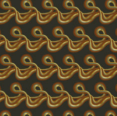 bold retro gold, brown and green swirl design