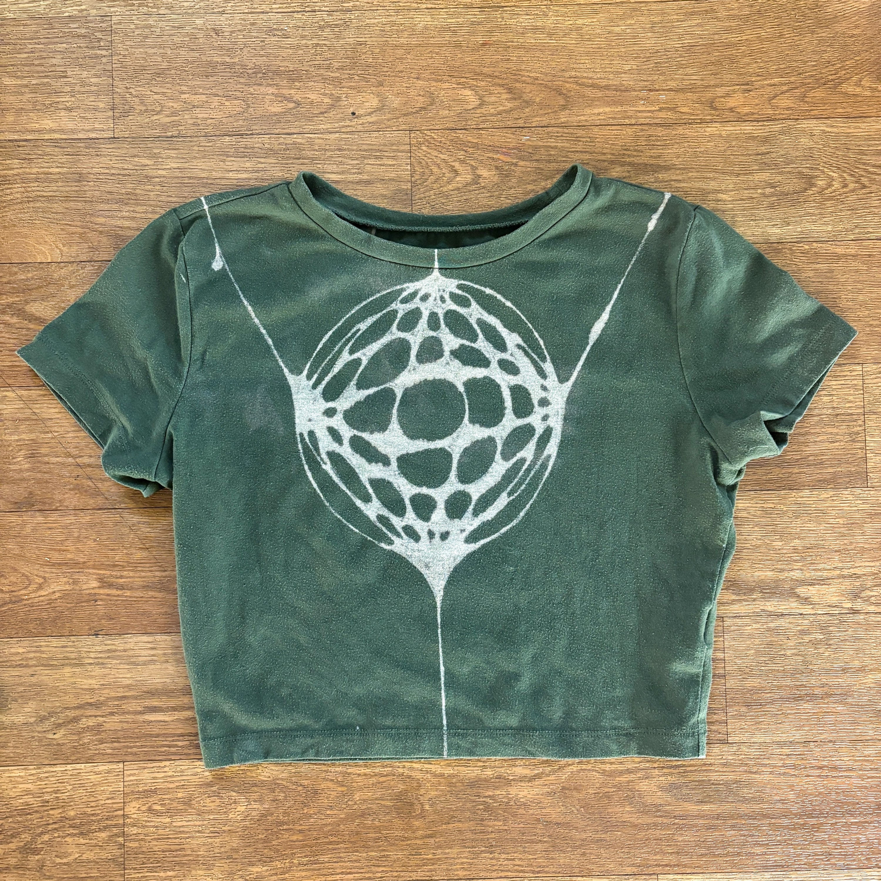 Green Bleach Dyed Cropped Tee