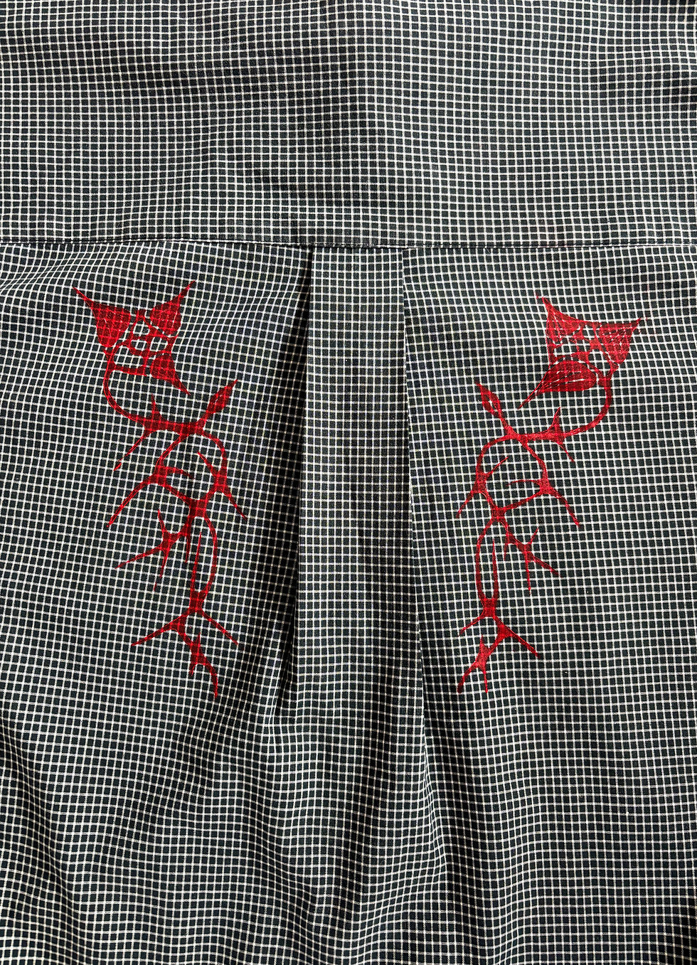 Thumbnail: Red Print Button Up