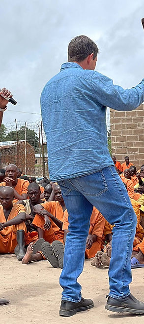 Nate preaching to prisoners in Zambia