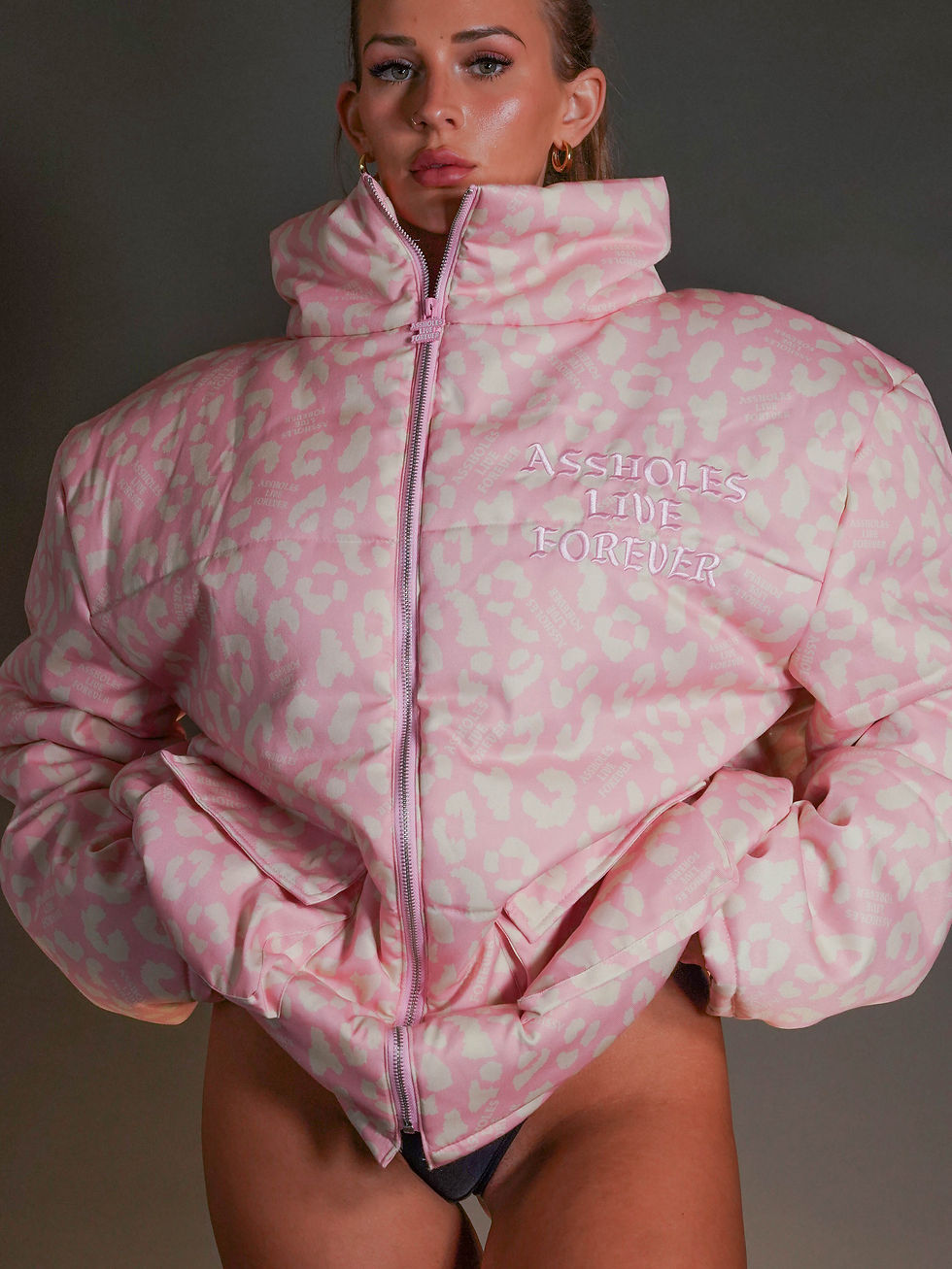 Thumbnail: ALF Heavyweight Puffer Jacket -  Pink Leopard