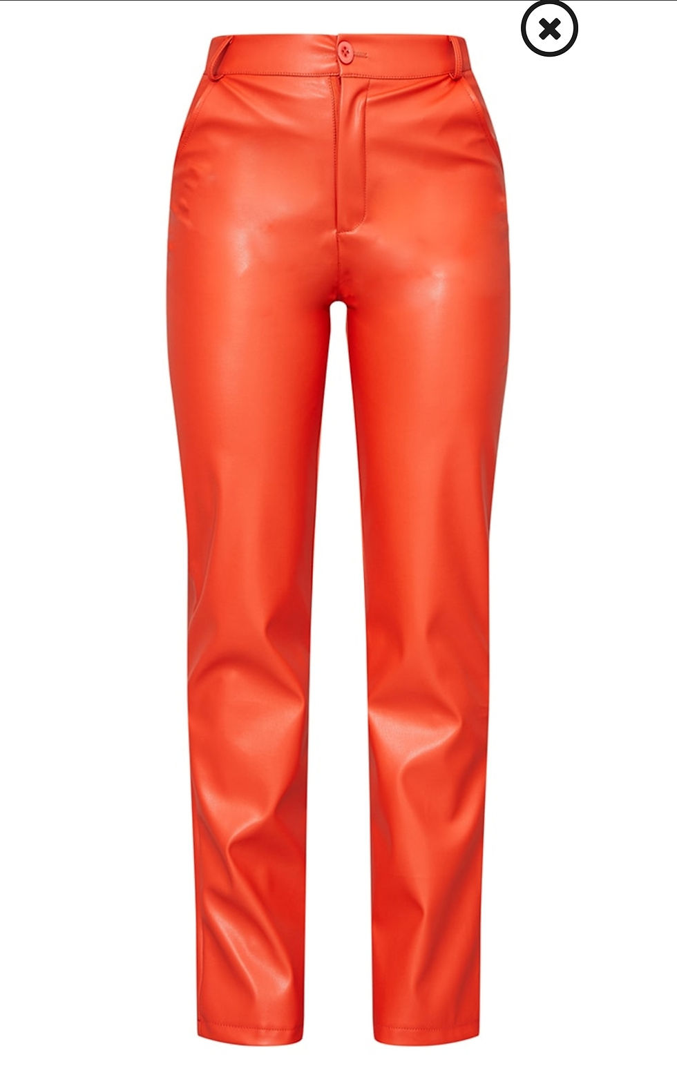 Thumbnail: Orange Faux Leather Straight Leg Pants - Pretty Little Thing